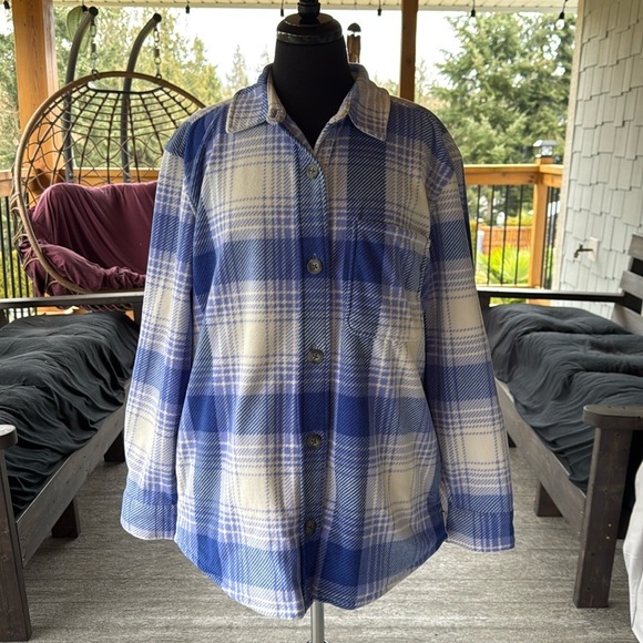 Eddie Bauer | Chutes Plaid Fleece Shirt Jacket/ Shacket - Picture 3 of 8